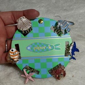 Piper K set of 6 ocean life mini gold bar claw clips